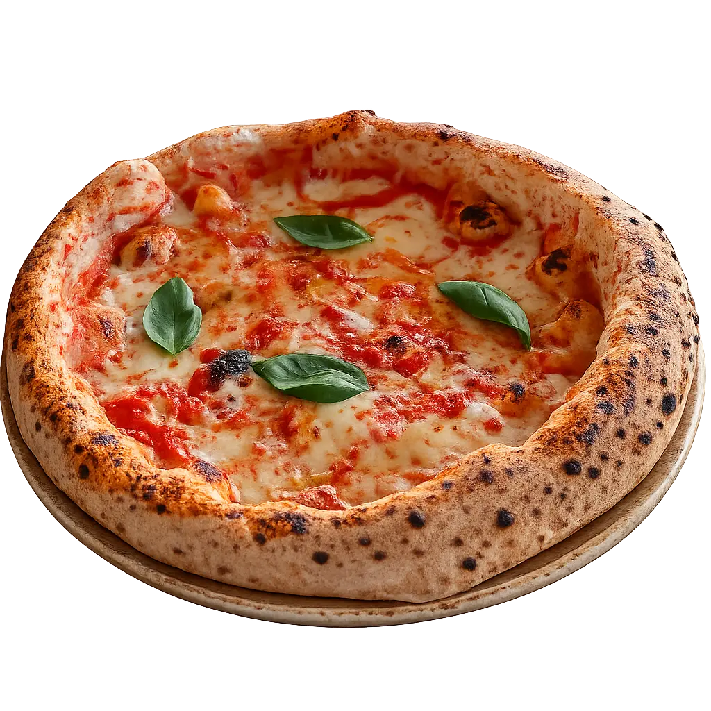 Classic Neapolitan Margherita pizza with fresh basil